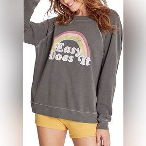 WILDFOX Vintage Inspired Cotton Easy Does It Rainbow Sweatshirt Sweater